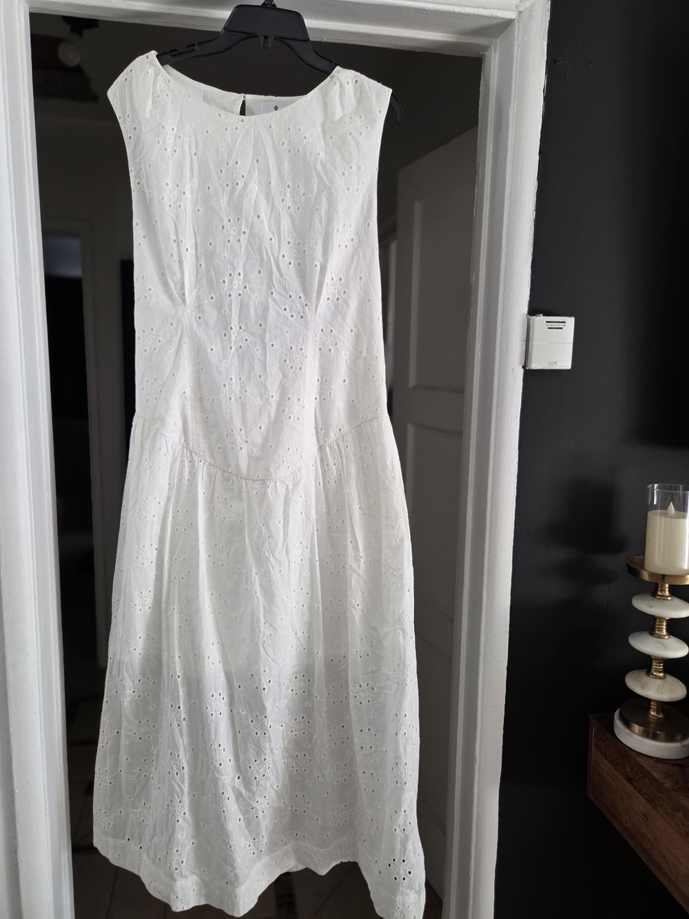 Socialite White Eyelet Sleeveless Midi Dress